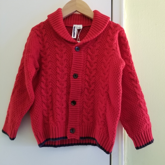 Janie and Jack Boys Cable Knit Shawl Collar Cardigan Sweater Size 3 - Picture 4 of 10